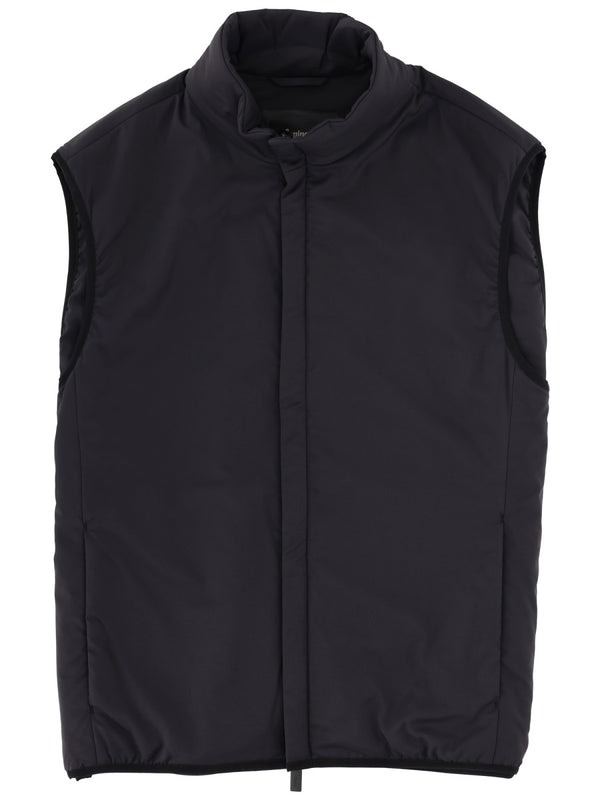Waistcoat With Collar Black Polyamide Waistcoats & Gilets