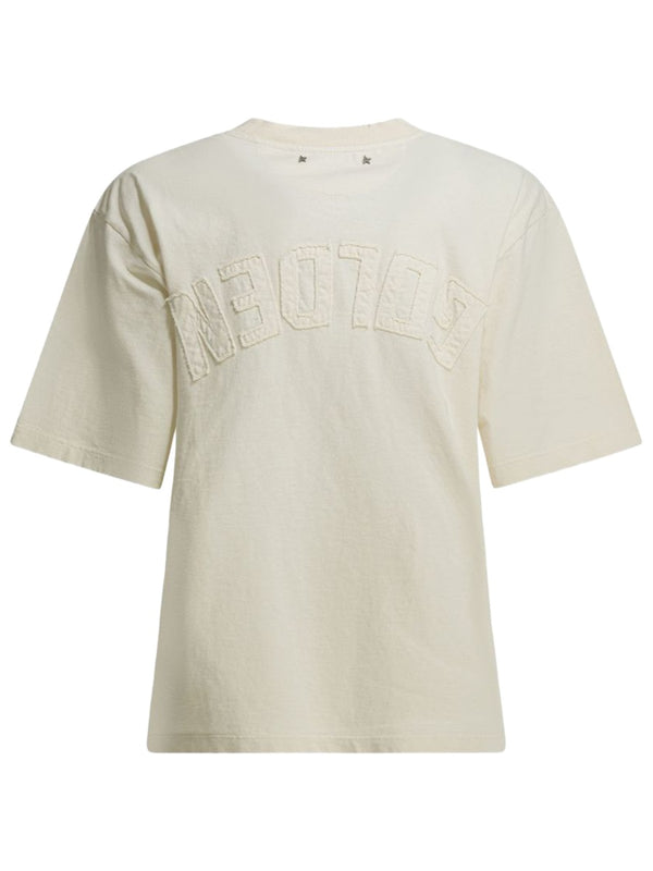T-Shirt With Logo Ivory Cotton T-shirts