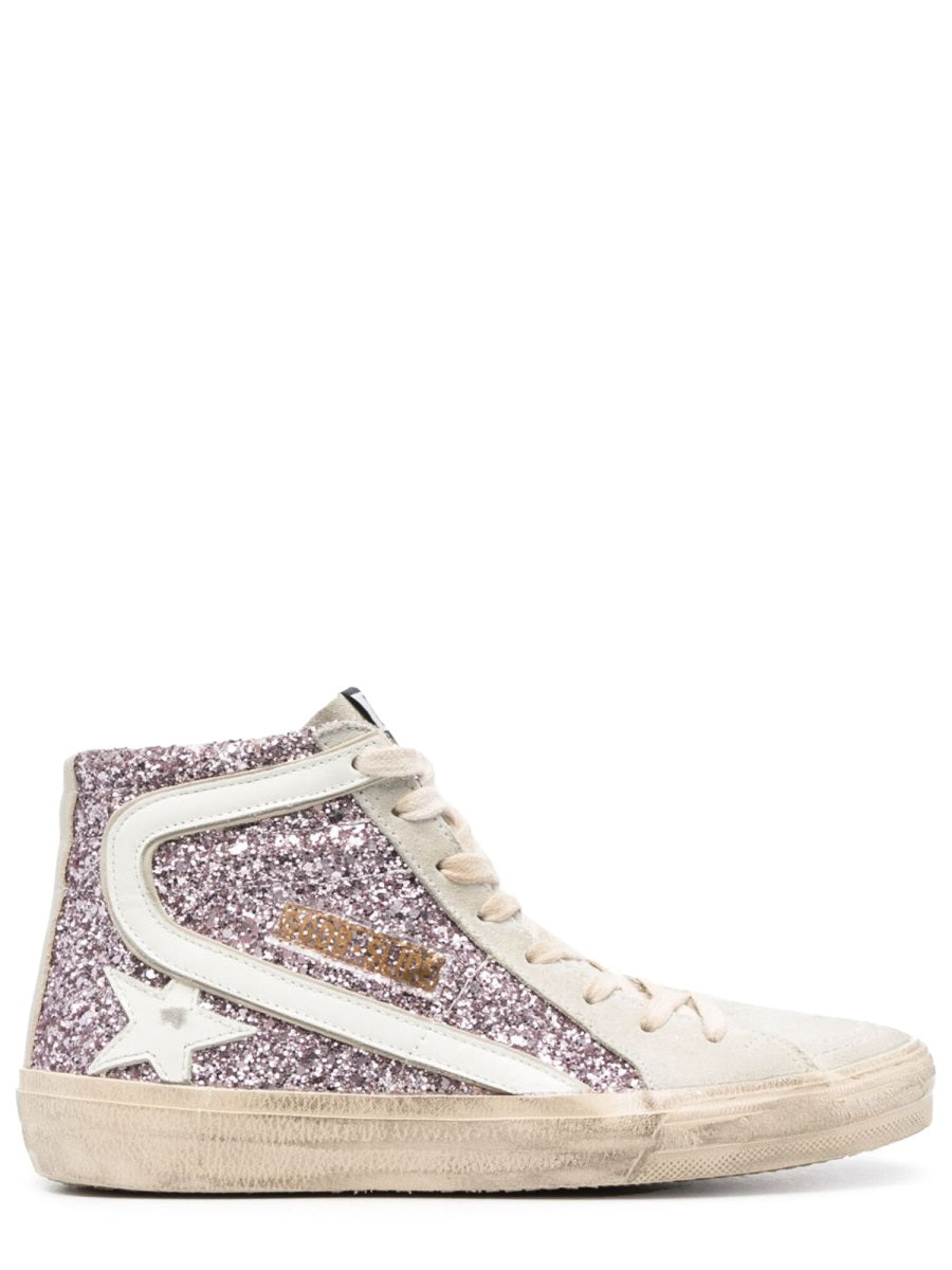 Sneaker With Glitter And Zipper Multicolour Trainers