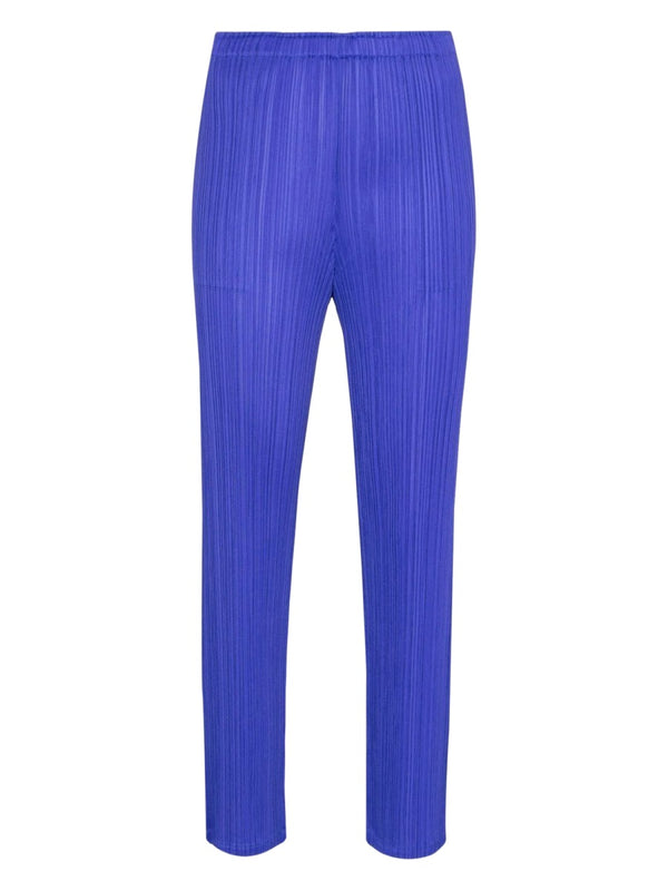Pleated Pants Blue Polyester T-shirts