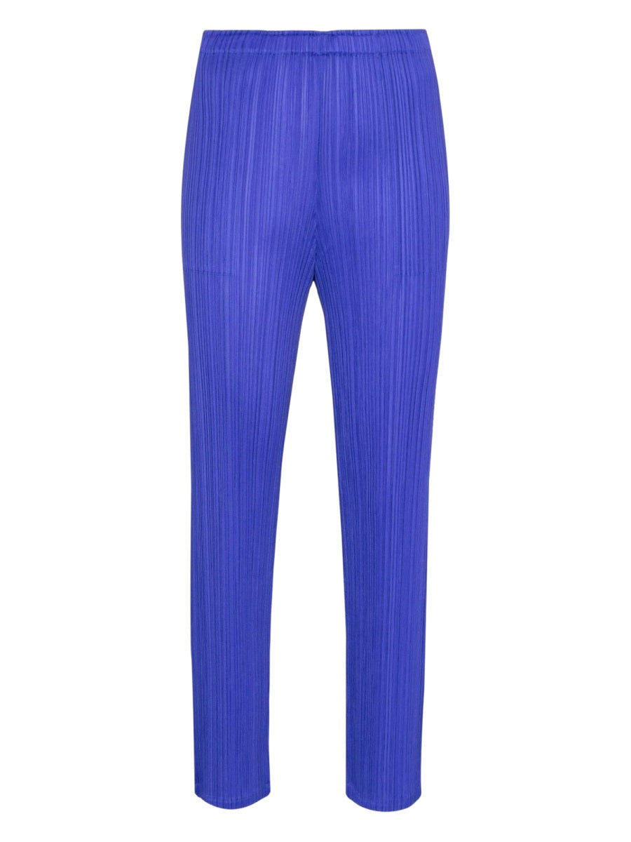 Pleated Pants Blue Polyester T-shirts