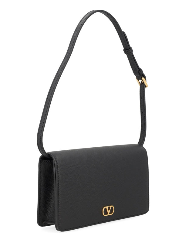 Mini Bag Vlogo Signature Black Leather Shoulder