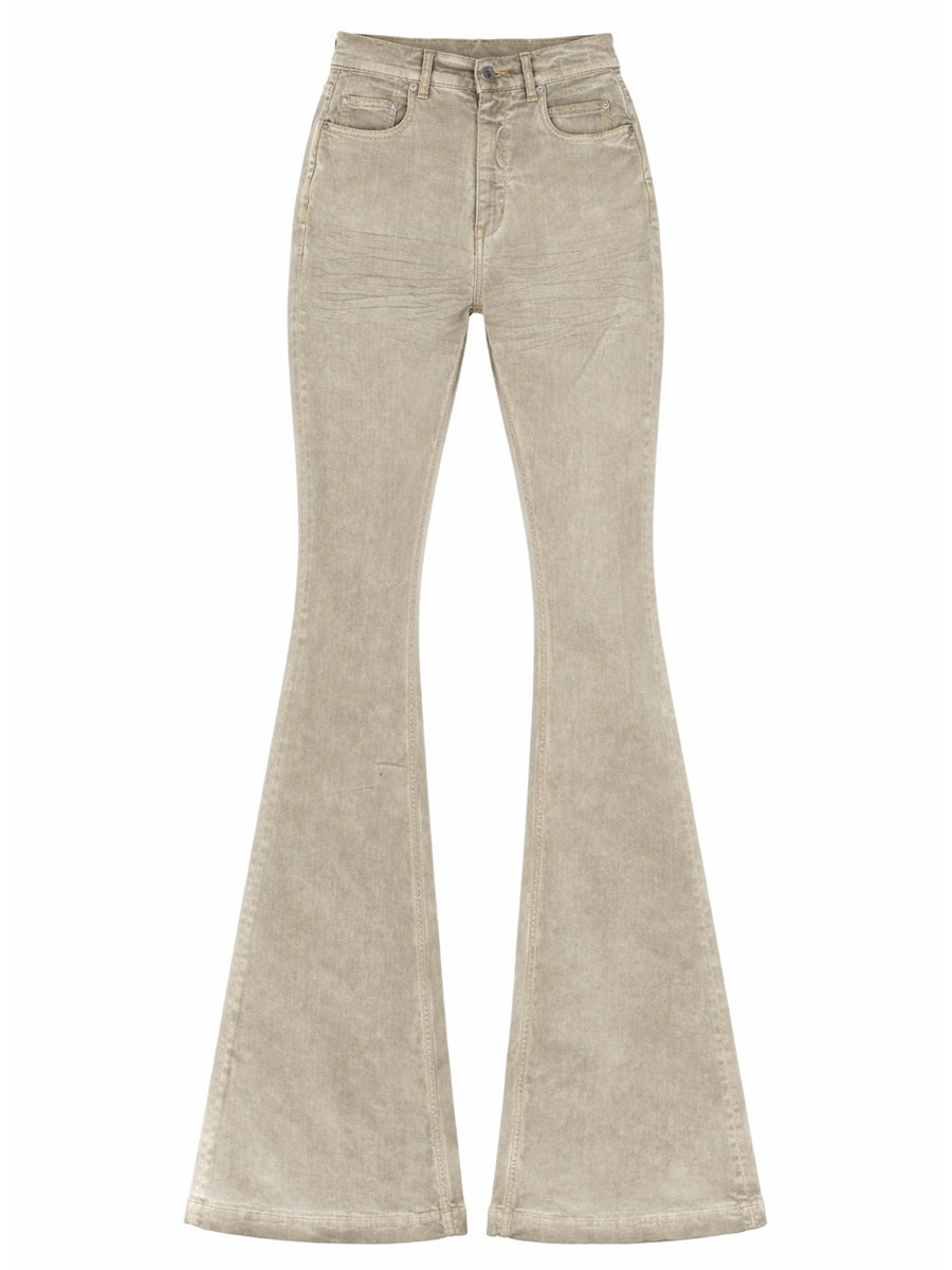 Boot Cut Jeans Beige Cotton Trousers