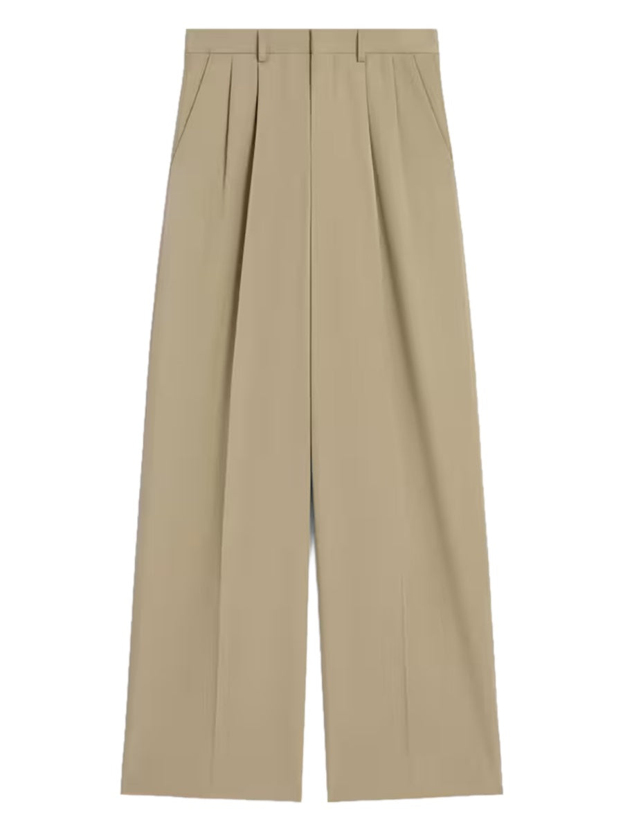 Straight Trousers Beige Cotton