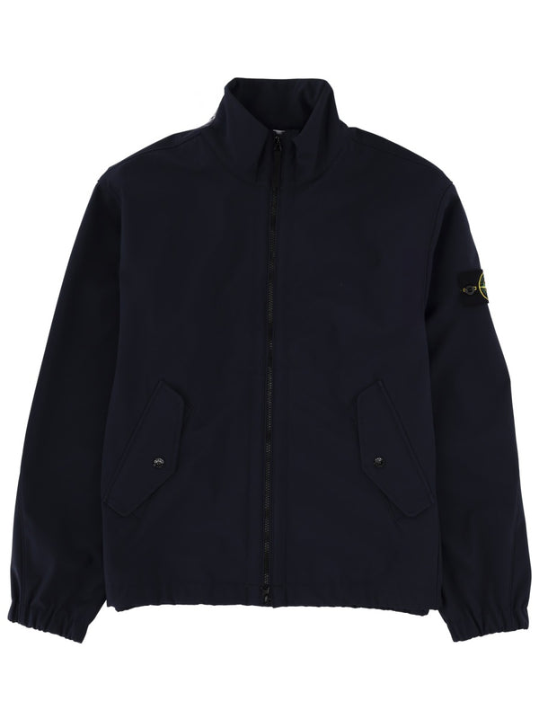 Jacket Stiff Collar Blue Polyester Elastane