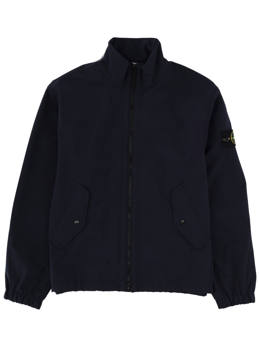 Jacket Stiff Collar Blue Polyester Elastane
