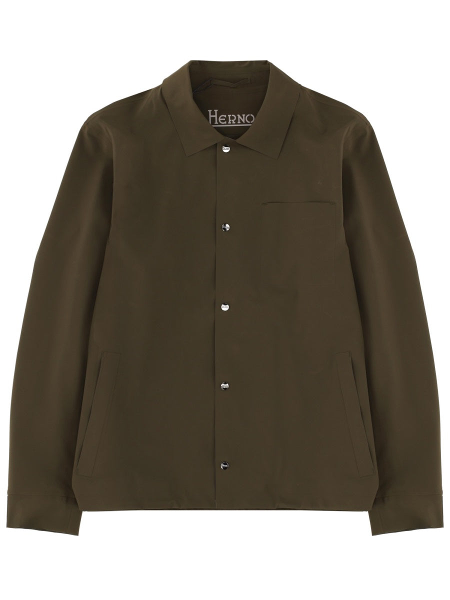 Overshirt Military Green Polyamide Elastane Jacket