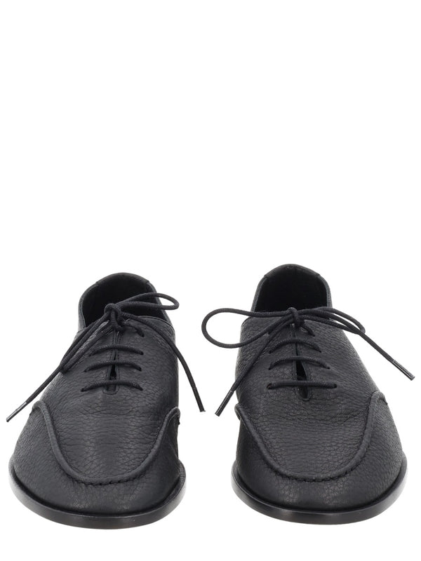 Moccasin Juliol Black Leather Lace-up Shoes