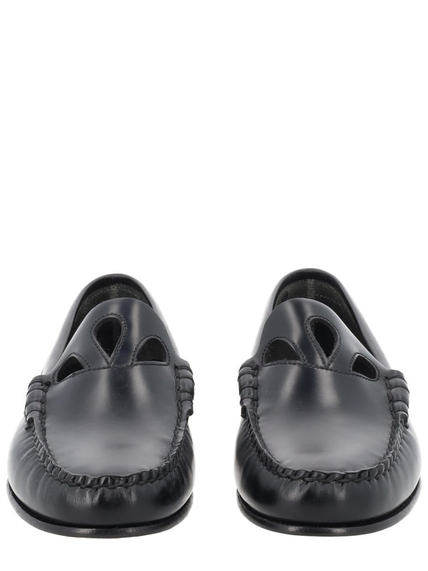Moccasin With Cut-Out Detail Black Leather Loafers