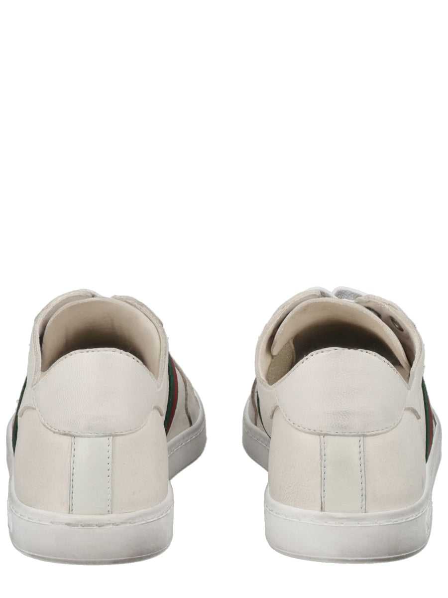 Sneakers Stretch White Leather Effect Trainers