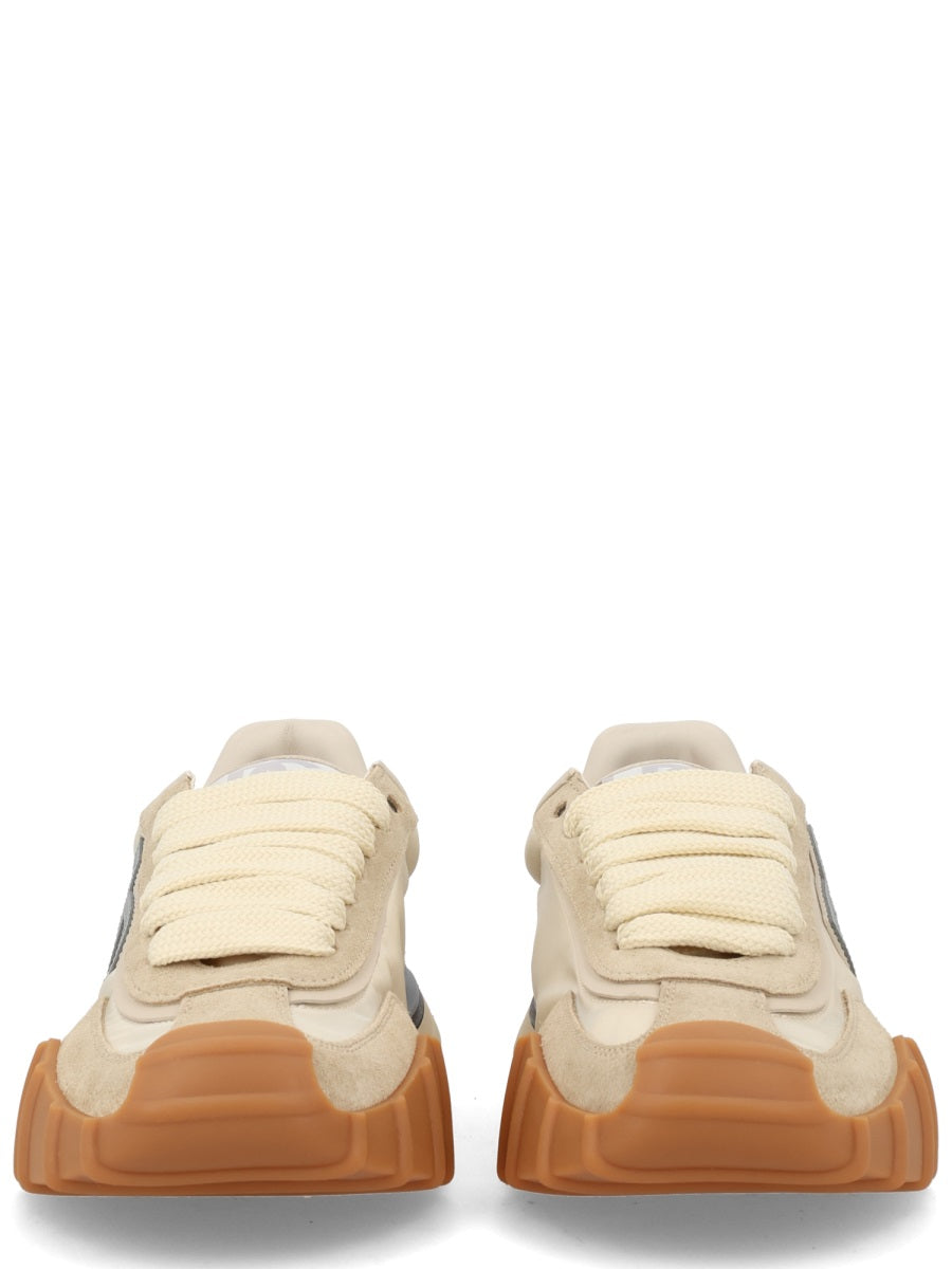 Sneaker Beige Polyamide Leather Trainers