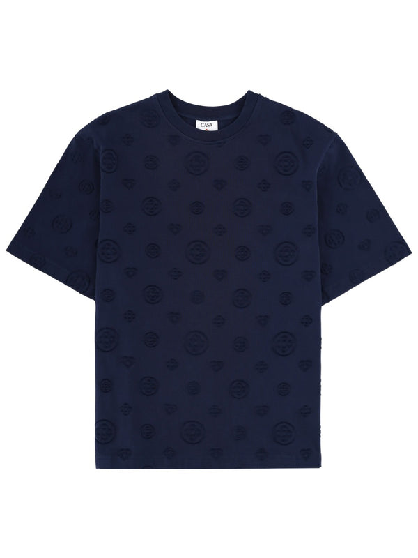 T-Shirt Monogram Details Blue Organic Cotton T-shirts