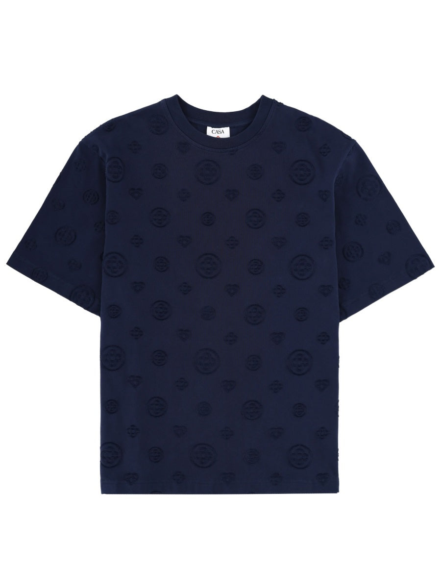 T-Shirt Monogram Details Blue Organic Cotton T-shirts