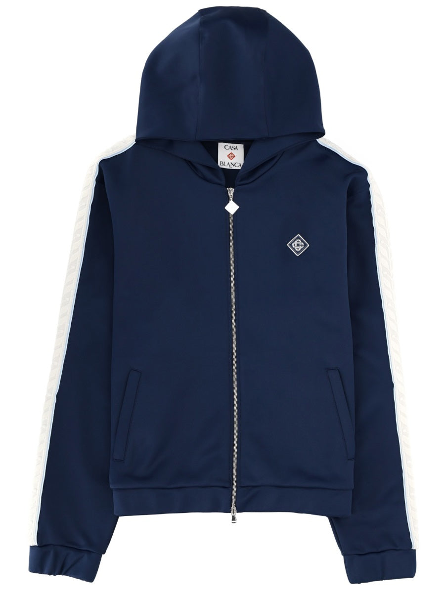 Zip Hoodie Blue Polyamide Cotton Sweatshirts