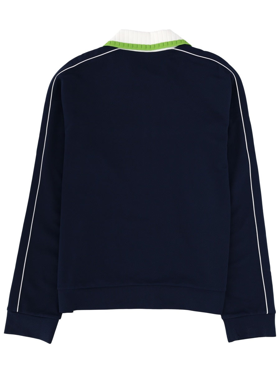 Zip Sweatshirt Blue Polyamide Viscose Elastane Jacket