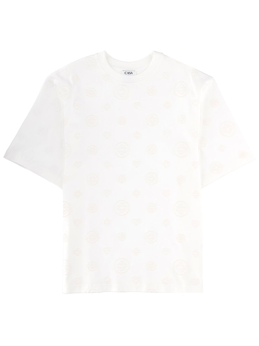 T-Shirt With Monogram Details White Organic Cotton T-shirts