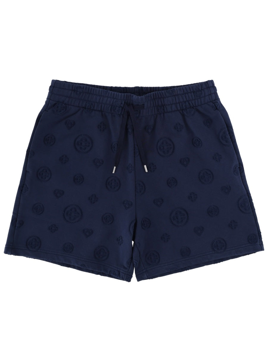 Shorts With Logo Blue Organic Cotton