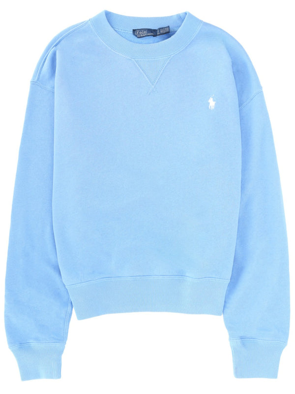 Sweatshirt With Logo Azure Cotton Polyester Sweatshirts