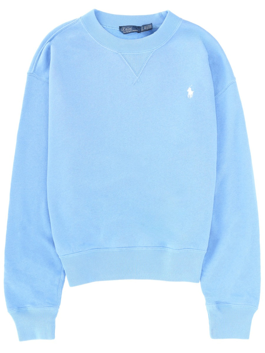 Sweatshirt With Logo Azure Cotton Polyester Sweatshirts