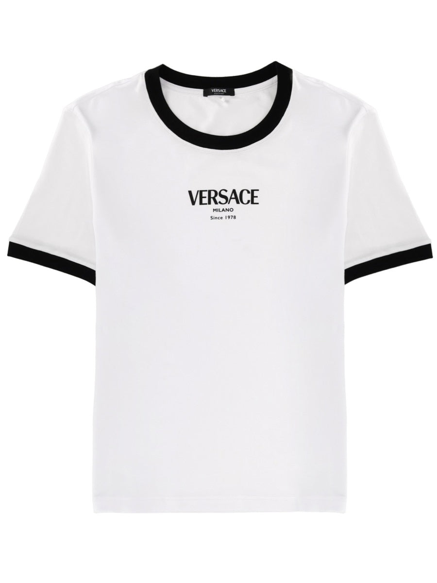 T-Shirt With Logo White Viscose Elastane T-shirts