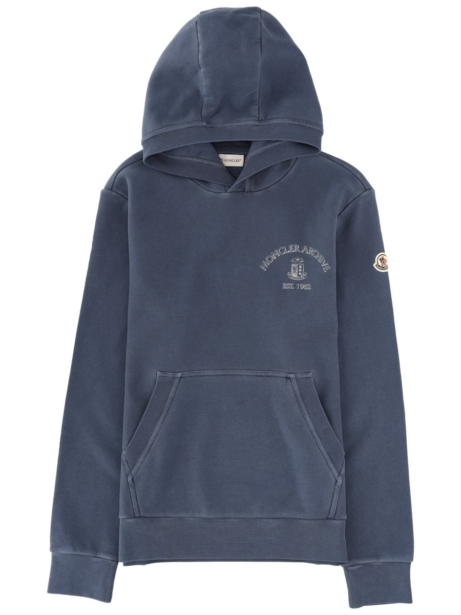 Logo-Print Cotton Sweatshirt Blue Sweatshirts