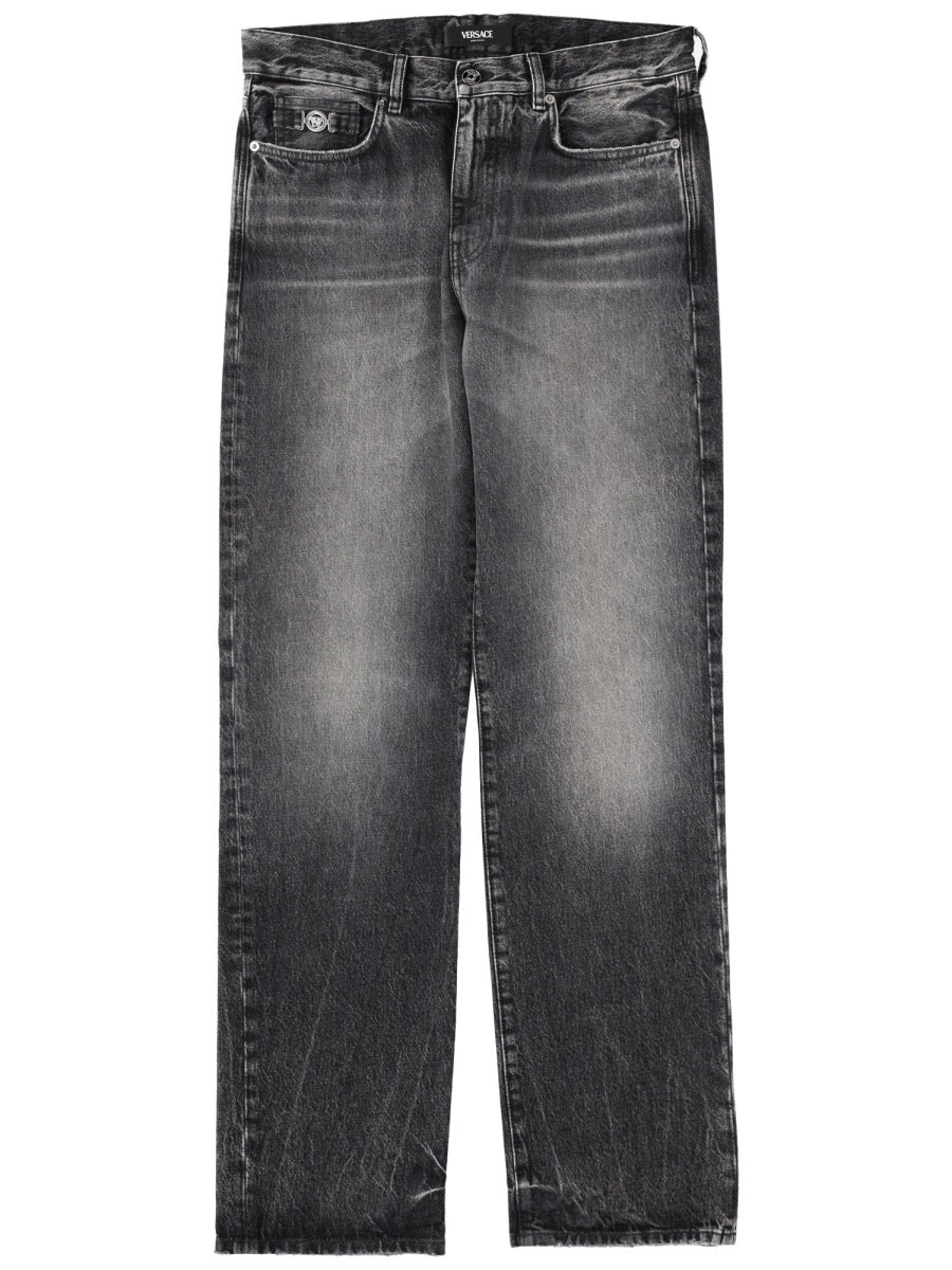 Jeans With Medusa Detail Black