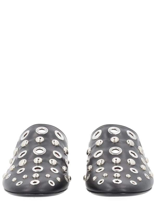Leather Slipper With Studs Black Calf