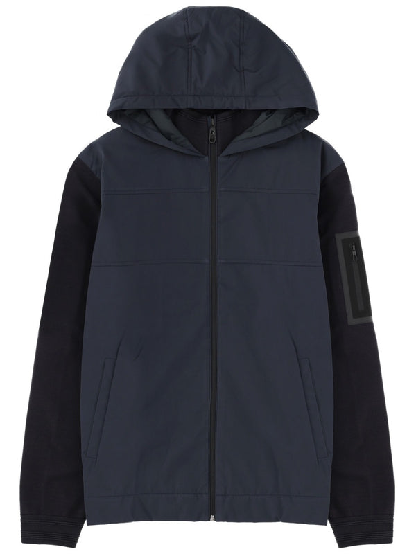 Hooded Jacket Blue Viscose Polyester