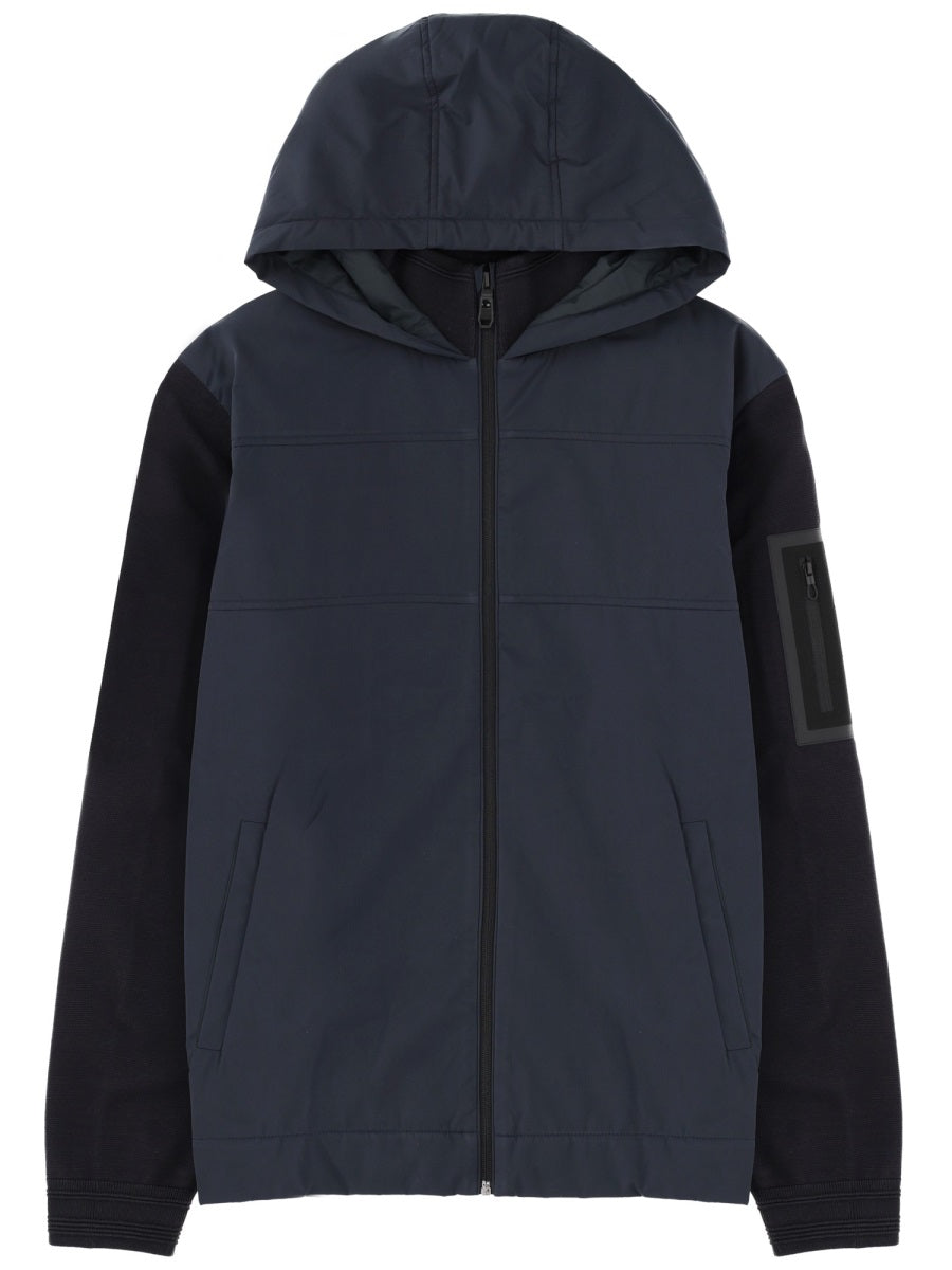 Hooded Jacket Blue Viscose Polyester