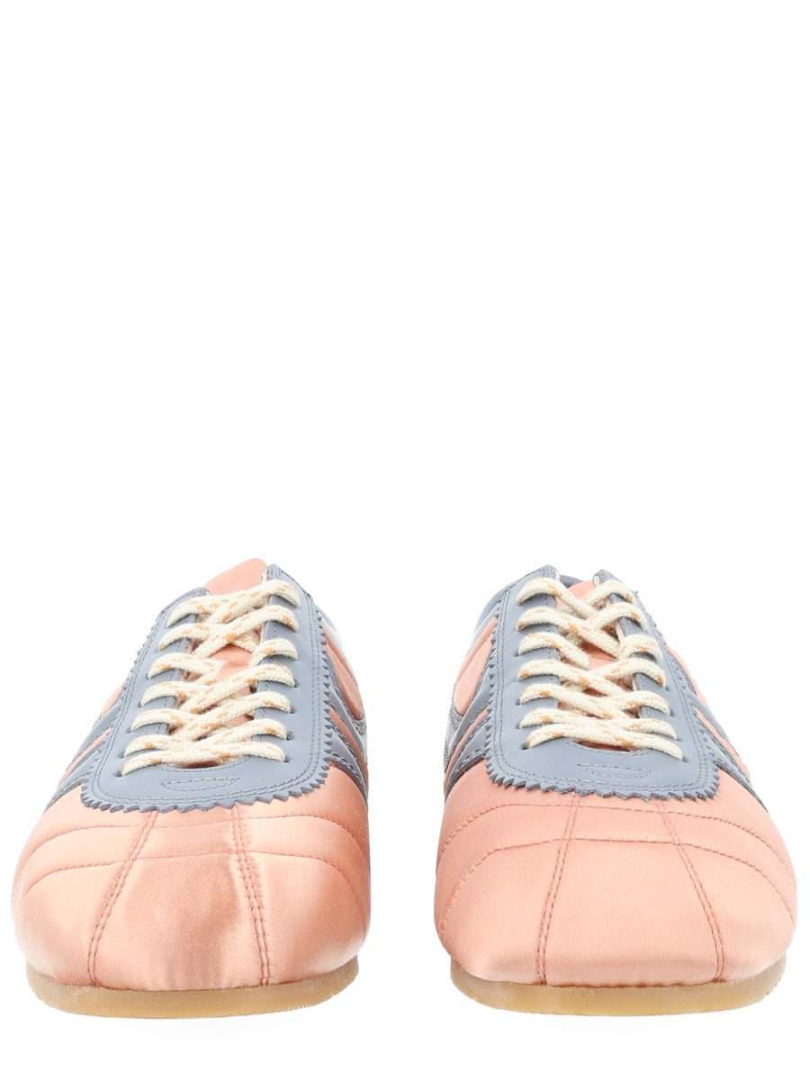 Satin Sneaker Pink Viscose Calf Leather Silk Trainers