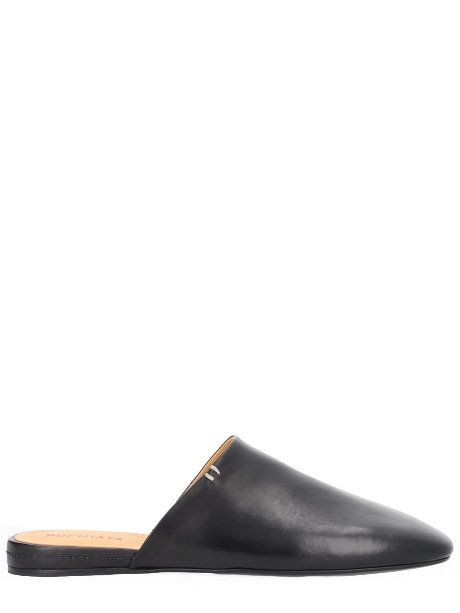 Leather Sabot Black Calf Shoe