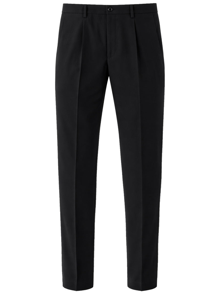 Trousers Straight Wool Black Virgin