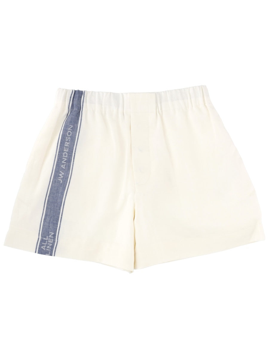 Shorts With Logo White Linen