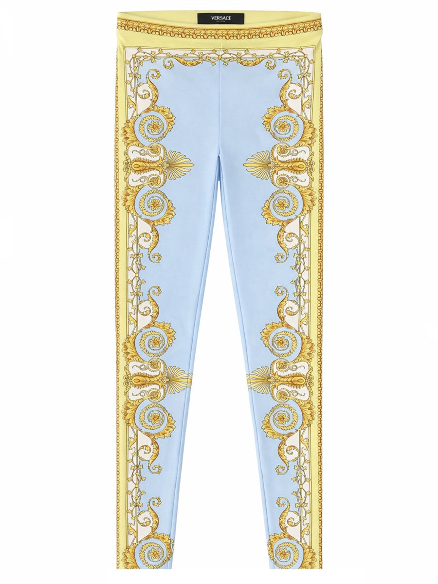 Leggings Baroque Print Azure Polyamide Elastane Trousers