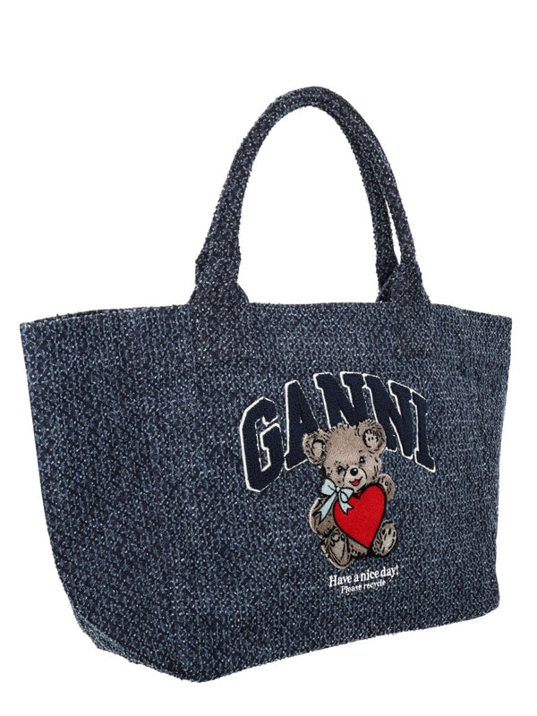 Medium Handbag Trapeze Bear Denim Organic Cotton Handbags