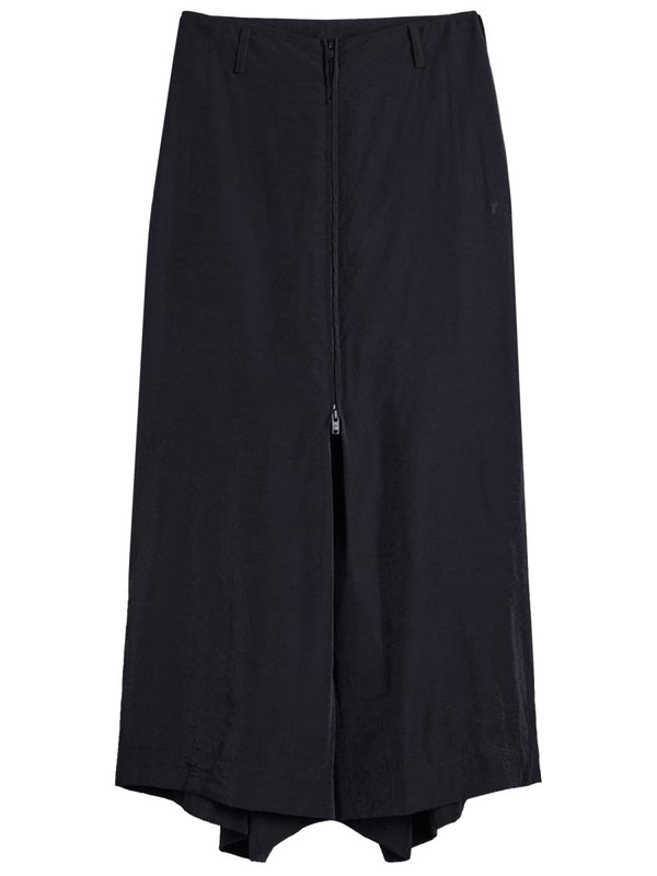 Wide Trousers With Zip, Black Viscose/polyamide/linen