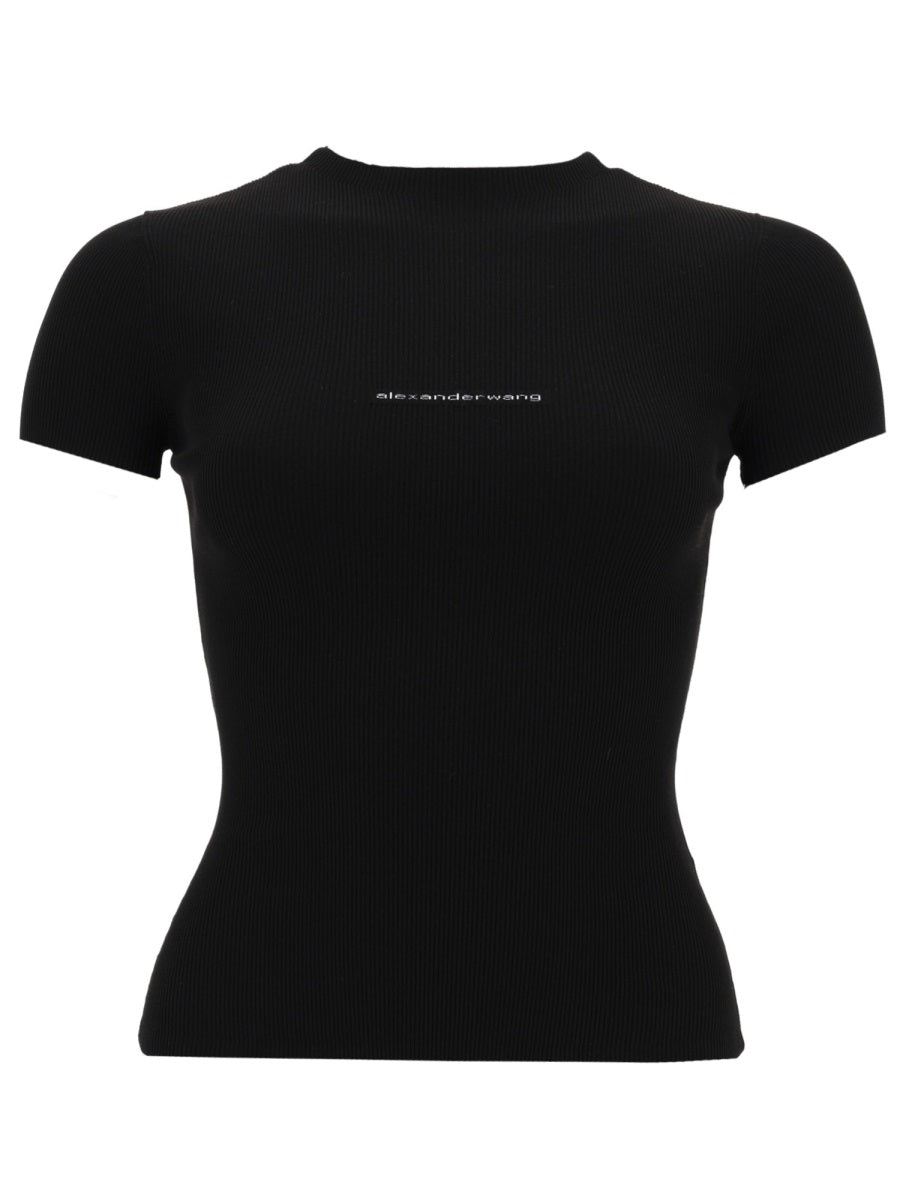 Top With Logo Black Cotton Tops