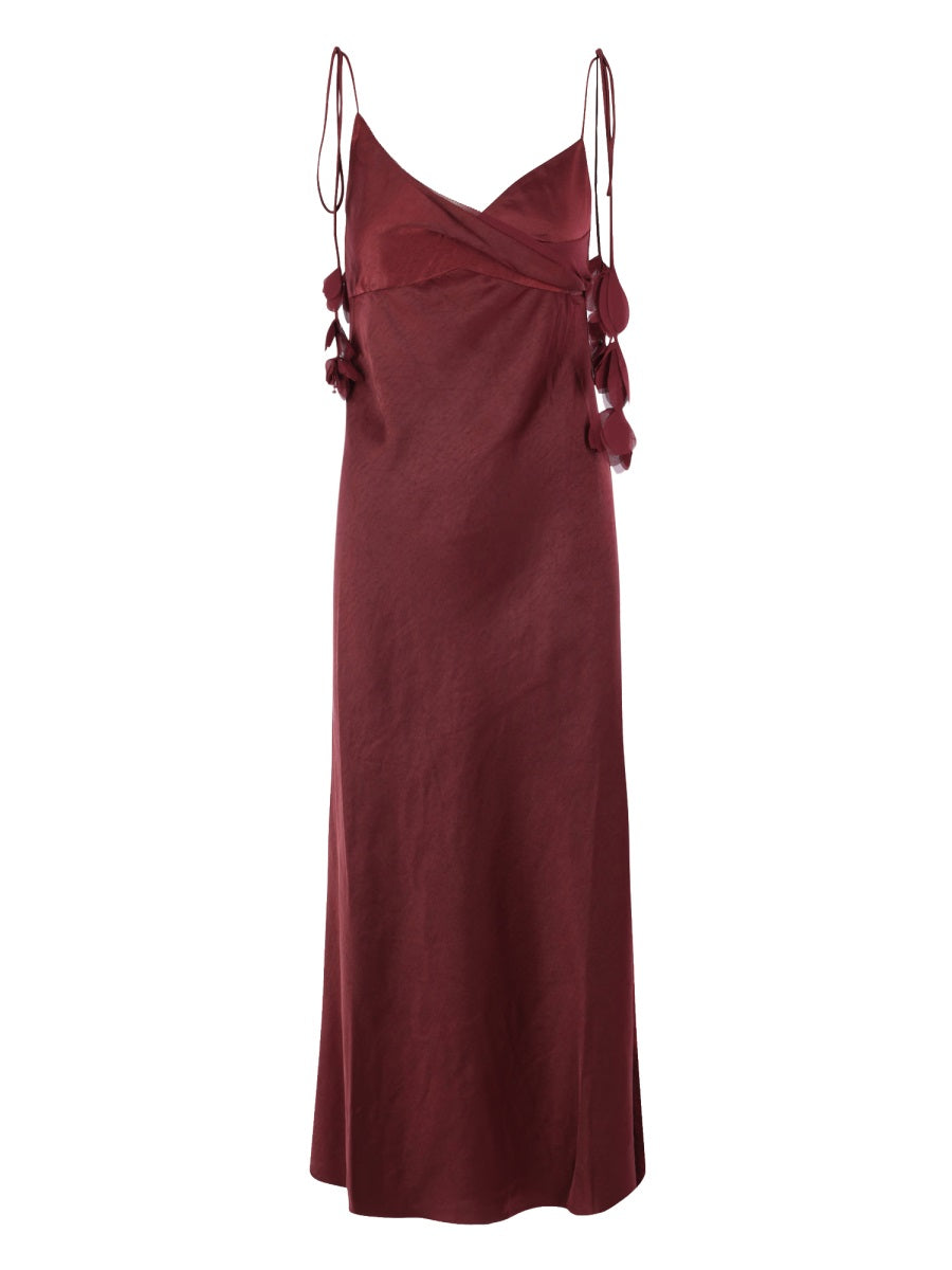 Long Dress Bordeaux Polyester