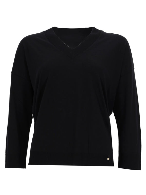 V-Neck T-Shirt Black Lyocell Cotton T-shirts