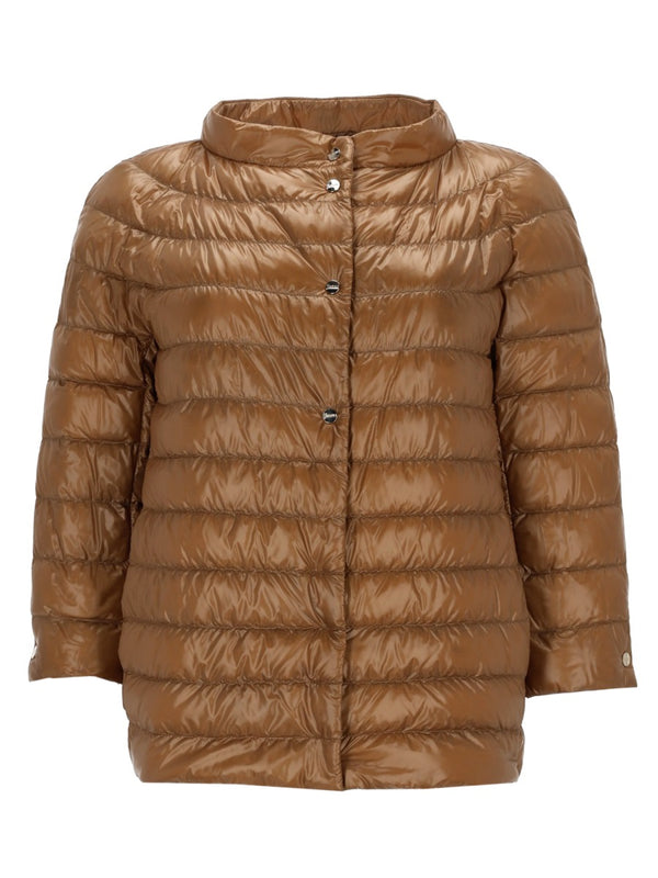 Cropped Down Jacket Brown Polyamide