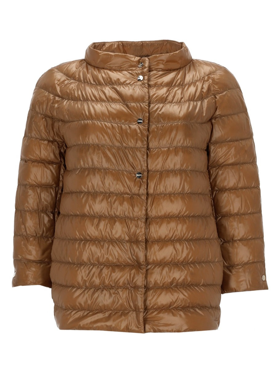 Cropped Down Jacket Brown Polyamide
