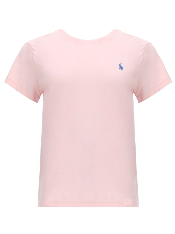 T-Shirt With Logo Pink Cotton T-shirts