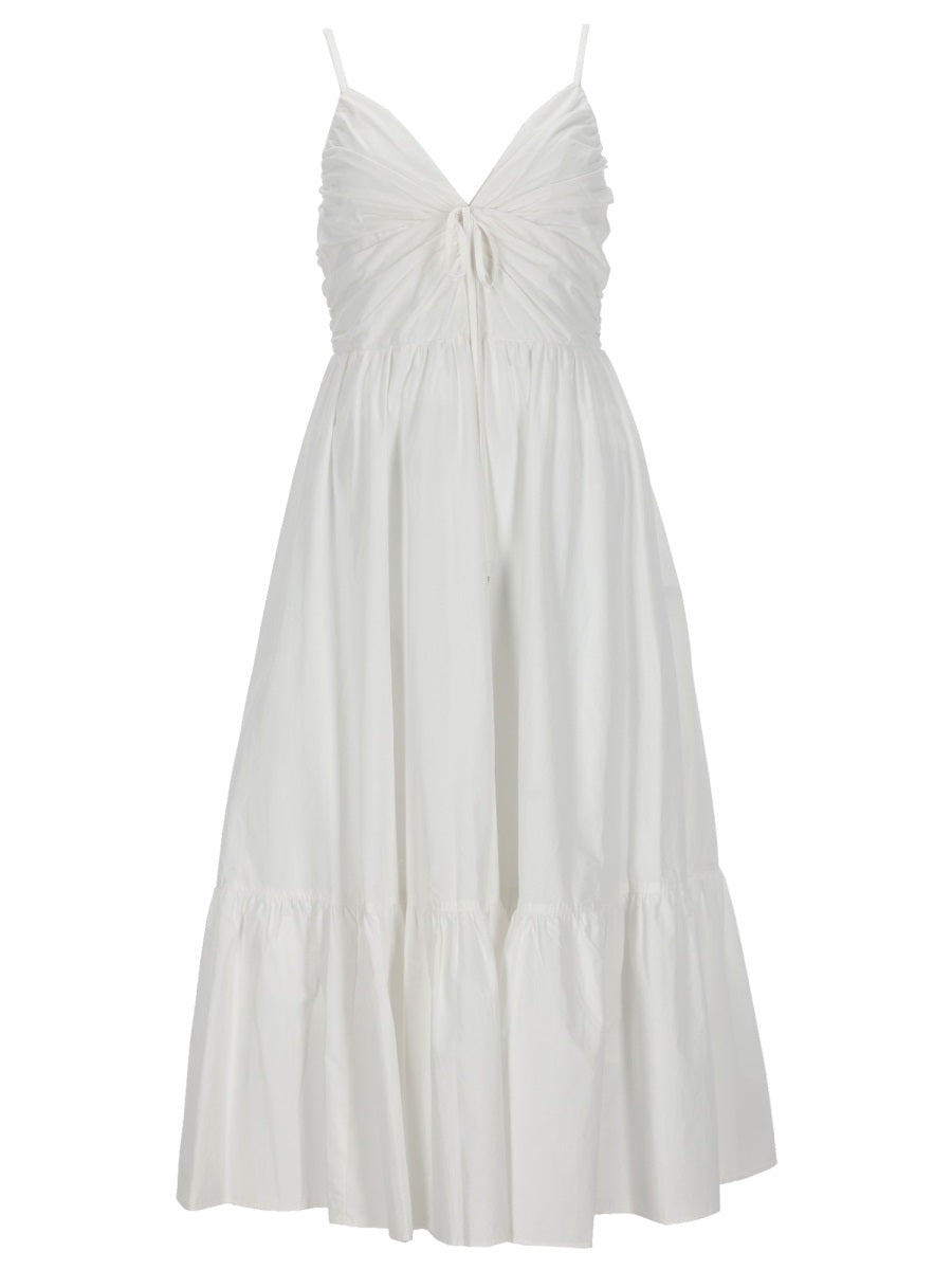 V-Neck Midi Dress White Organic Cotton