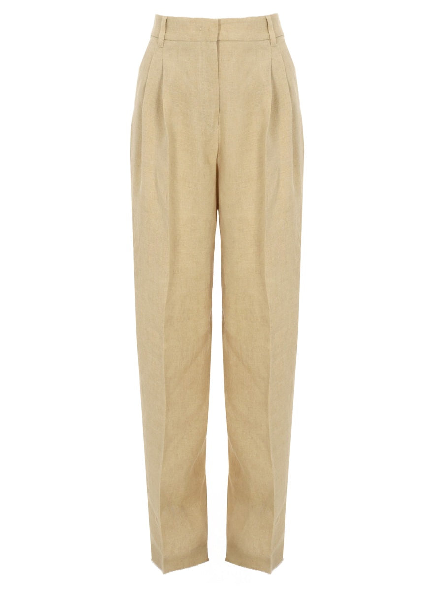 Wide Leg Trousers Sumerian Linen Beige