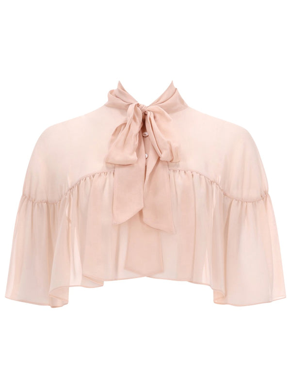 Silk Cape With Bow Pink Shirt