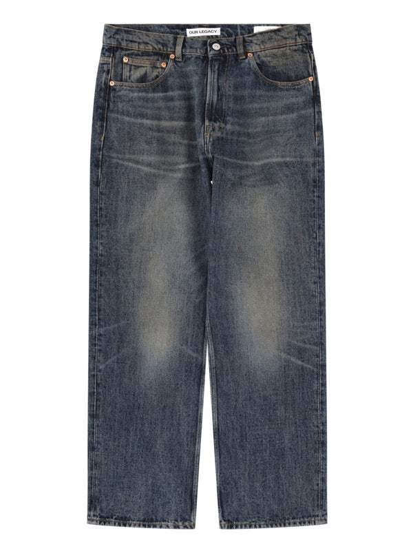 Jeans Third Cut Blue Cotton