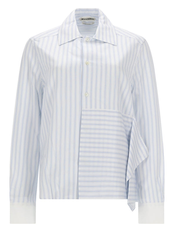 Shirt With Draping — Azure Cotton