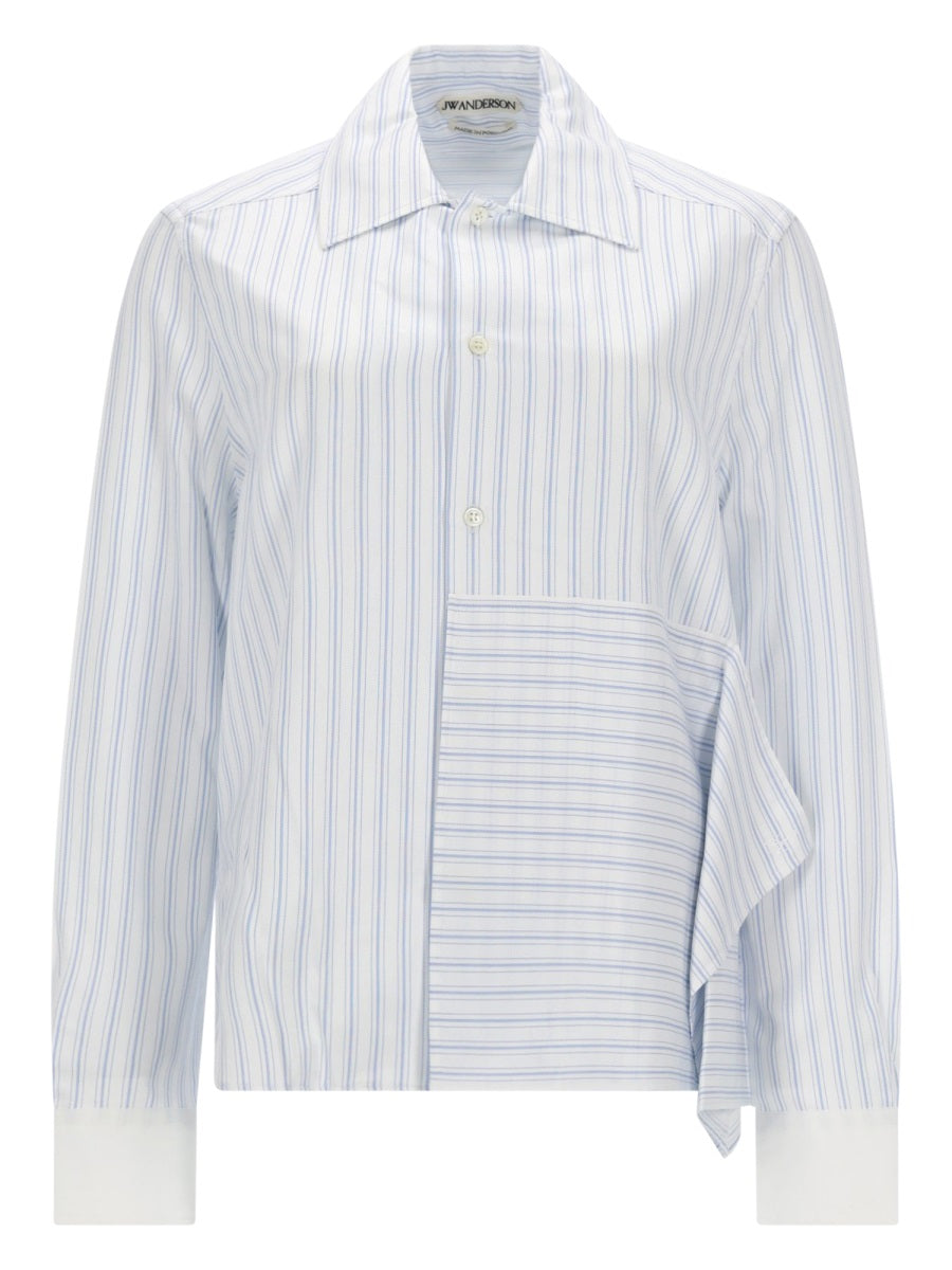 Shirt With Draping — Azure Cotton
