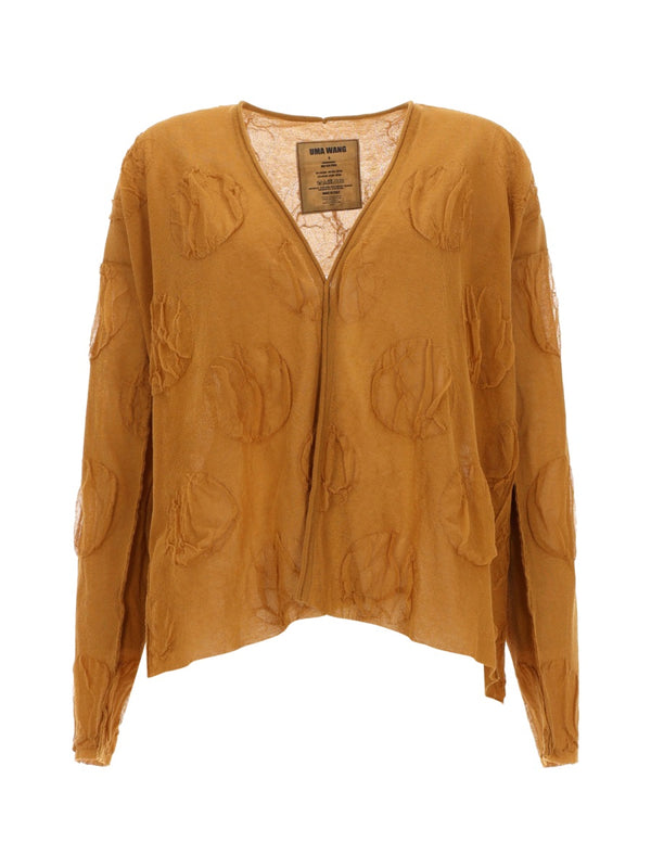 Fine Knit Cardigan Beige Cotton Jumpers