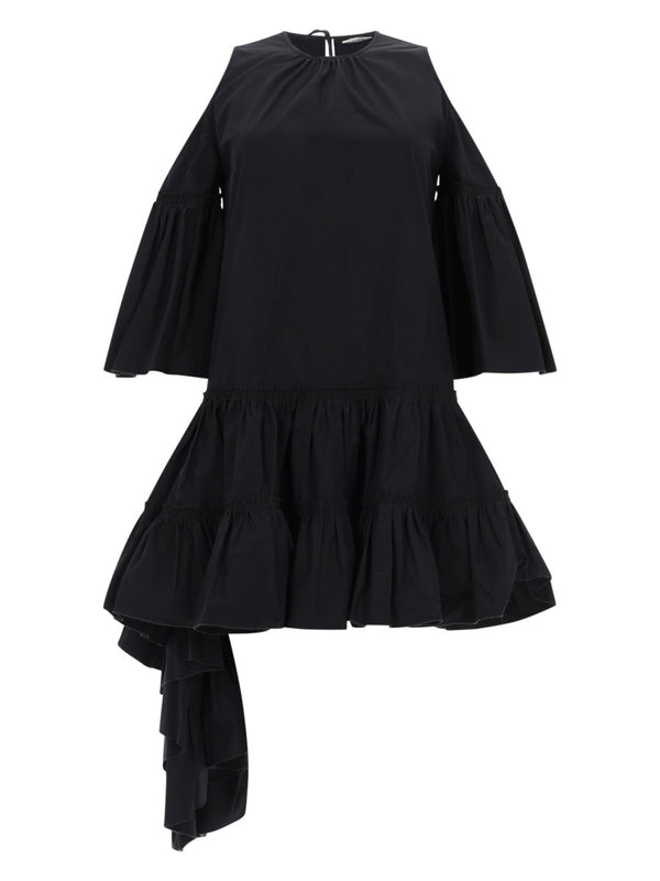 Dress With Ruffles, Black Cotton